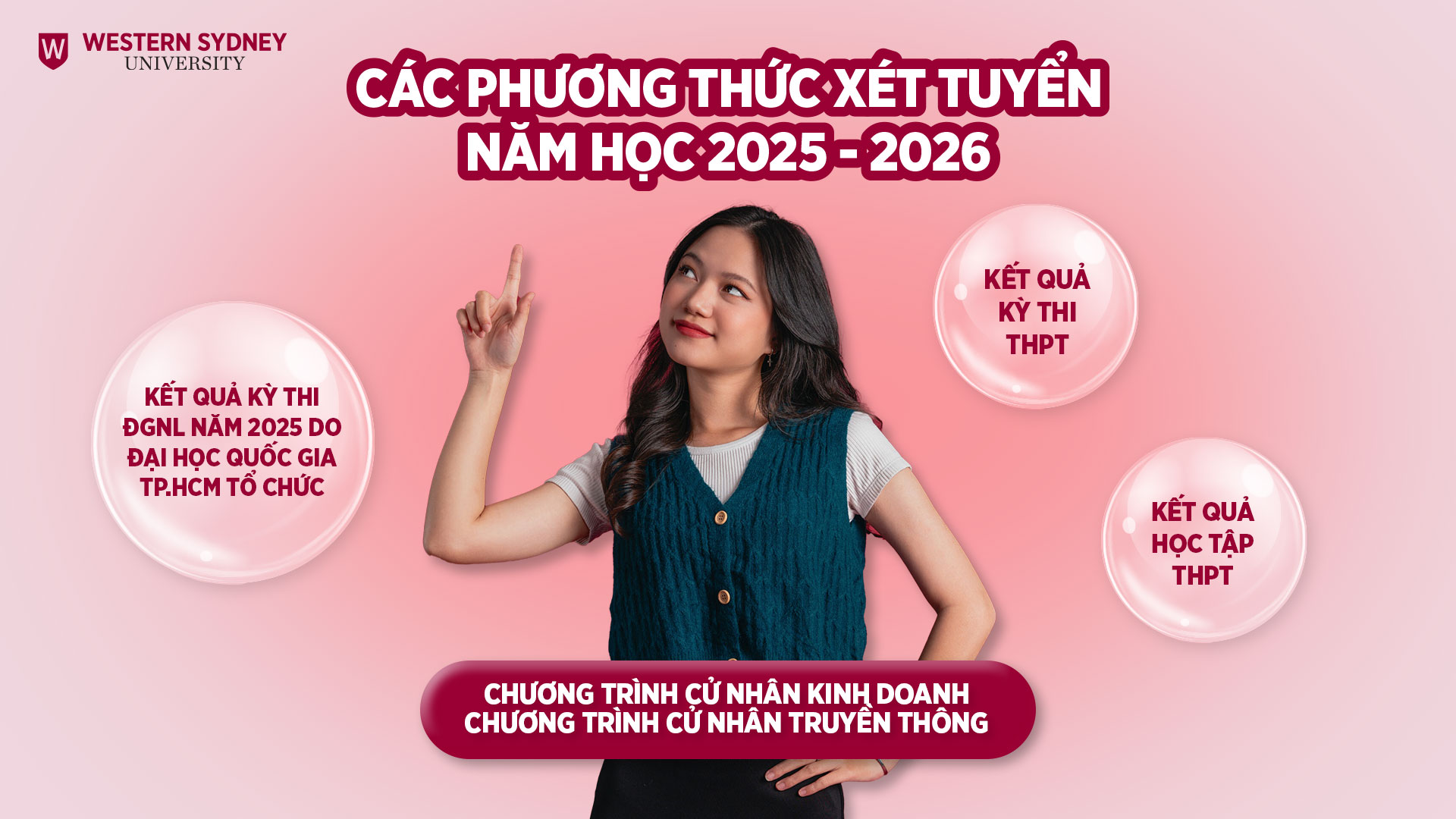 Các phương thức xét tuyển Cử nhân Western Sydney Việt Nam năm học 2025-2026